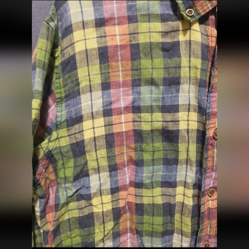 Tailor Vintage Size Large Multicolor 100% Linen - Picture 2 of 13